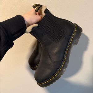 Dr. Martens Black Ankle Boots with Cream Lining